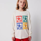 Bobo Choses Camiseta de manga larga  Rainbow Mr Pencil en color blanco roto