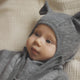 Huttelihut Pasamontañas infantil de lana con orejitas a rayas Medium Grey Melange