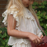 Konges Slojd verano blusa de algodón para niñas Posey Atique blanco