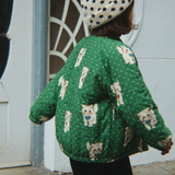Konges Slojd chaqueta bomber niño Juno estampado punto miao verde
