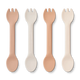 Liewood  Cubertería de silicona  - cuchara/tenedor 2 en 1, paquete de 4 unidades, mezcla multicolor rosa